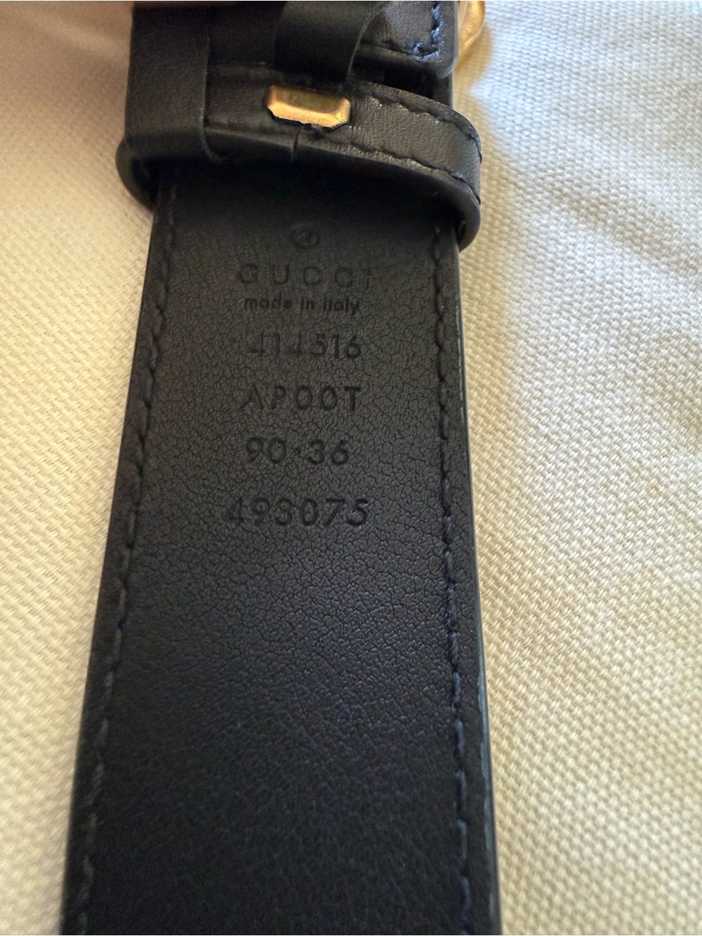 Authentic Gucci Black Leather Belt with Gold Snake Double-G Buckle - Picture 3 of 5